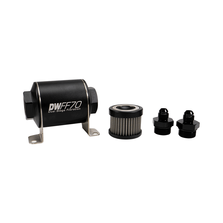 DeatschWerks 70mm In-Line Fuel Filter Kit - 5 Micron, -6AN