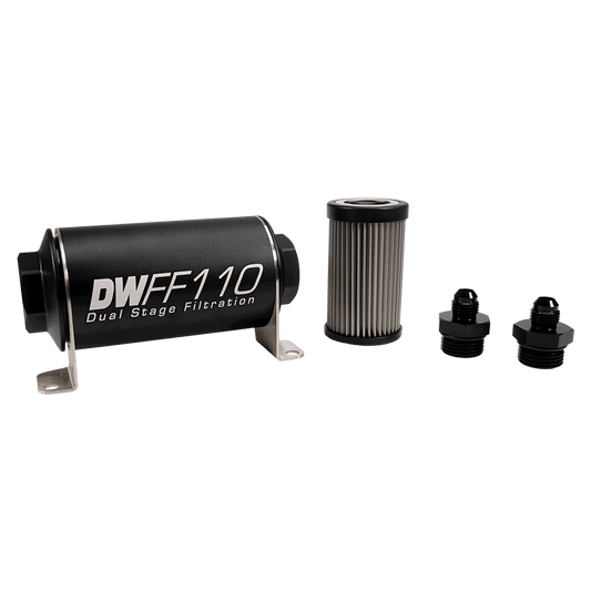 DeatschWerks 110mm In-Line Fuel Filter Kit - 5 Micron, -6AN