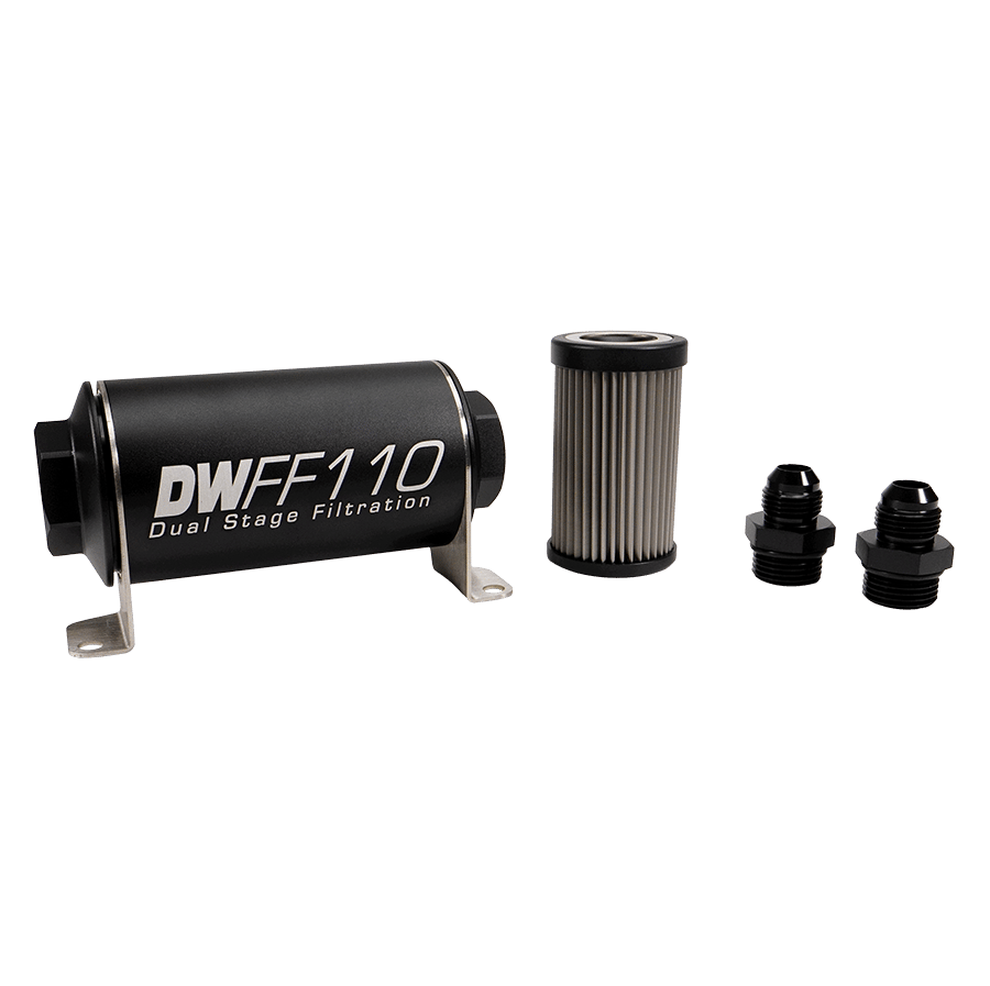 DeatschWerks 110mm In-Line Fuel Filter Kit - 5 Micron, -8AN