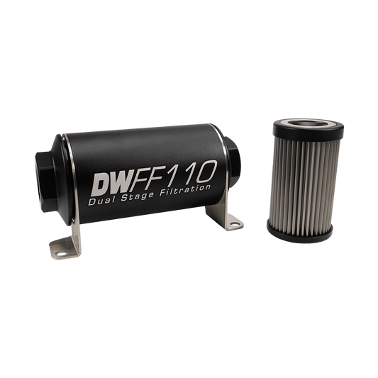 DeatschWerks 110mm In-Line Fuel Filter Kit - 5 Micron, ORB Female