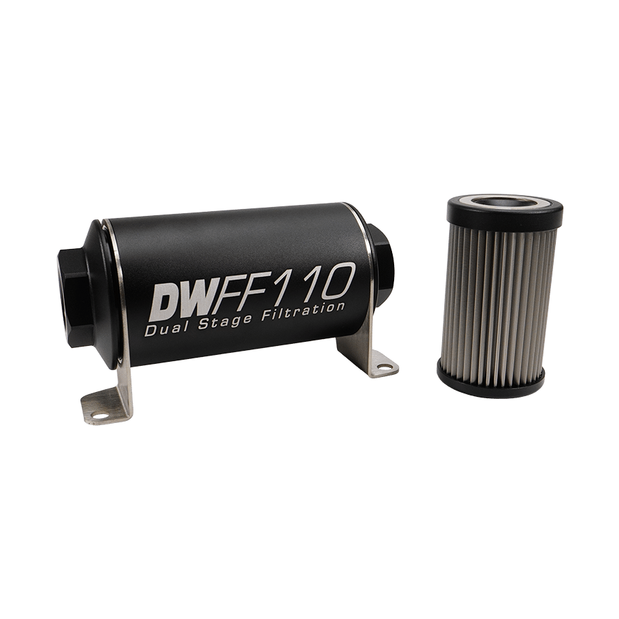 DeatschWerks 110mm In-Line Fuel Filter Kit - 40 Micron, ORB Female
