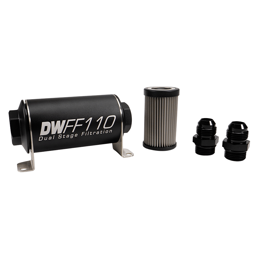 DeatschWerks 110mm In-Line Fuel Filter Kit - 100 Micron, -10AN