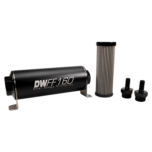 DeatschWerks 160mm In-Line Fuel Filter Kit - 10 Micron, 3/8 Barb