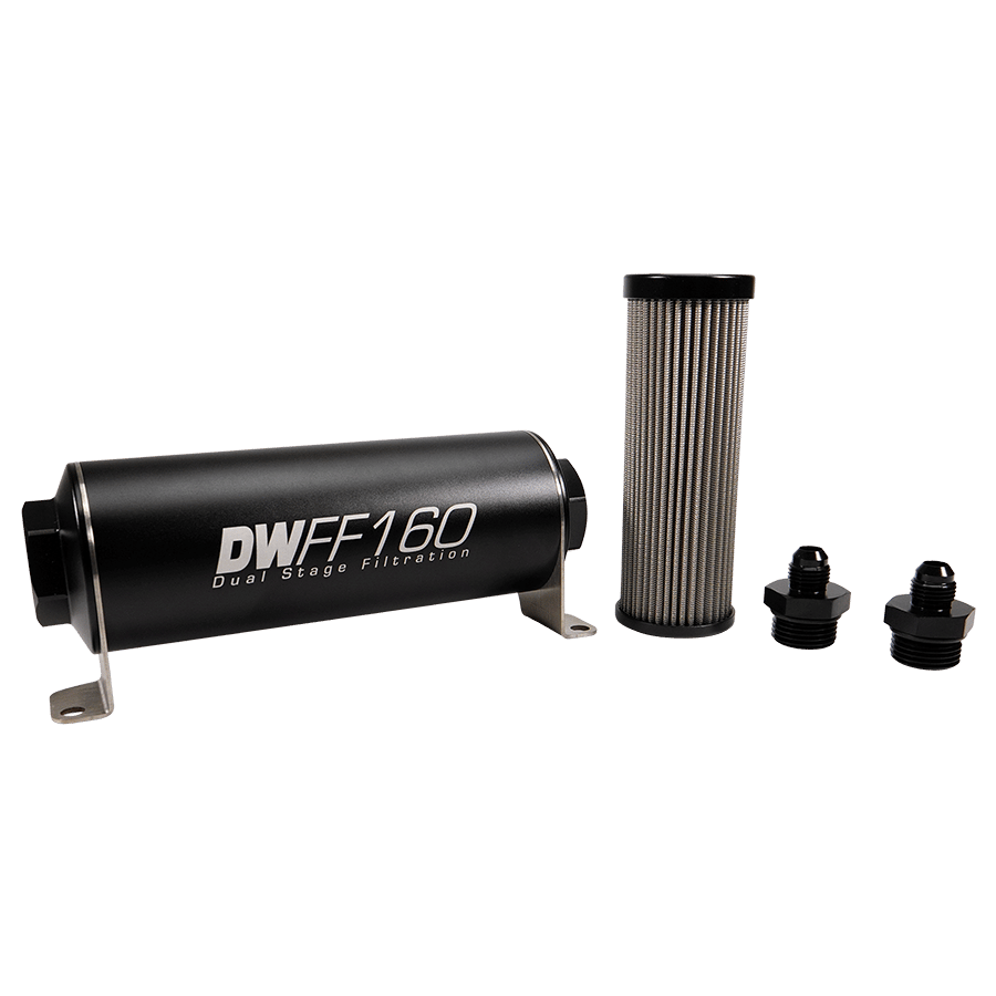 DeatschWerks 160mm In-Line Fuel Filter Kit - 40 Micron, -6AN