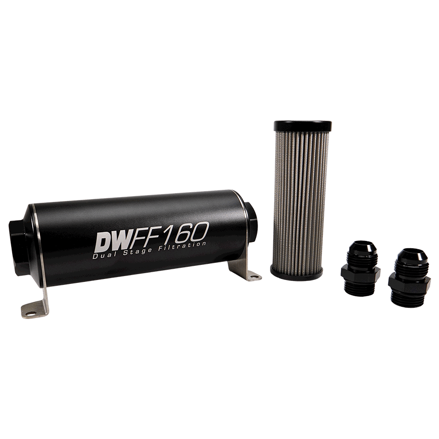 DeatschWerks 160mm In-Line Fuel Filter Kit - 100 Micron, -10AN