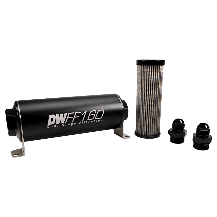 DeatschWerks 160mm In-Line Fuel Filter Kit - 100 Micron, -8AN