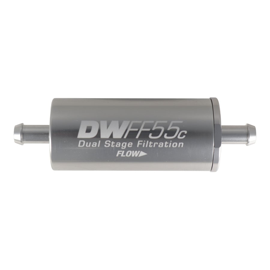 DeatschWerks 55mm Compact In-Line Fuel Filter Kit - 10 Micron, 5/16 Barb