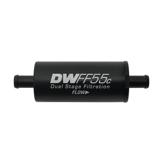 DeatschWerks 55mm Compact In-Line Fuel Filter Kit - 10 Micron, 3/8 Barb