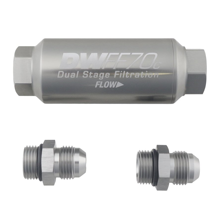 DeatschWerks 70mm Compact In-Line Fuel Filter Kit - 10 Micron, -8AN