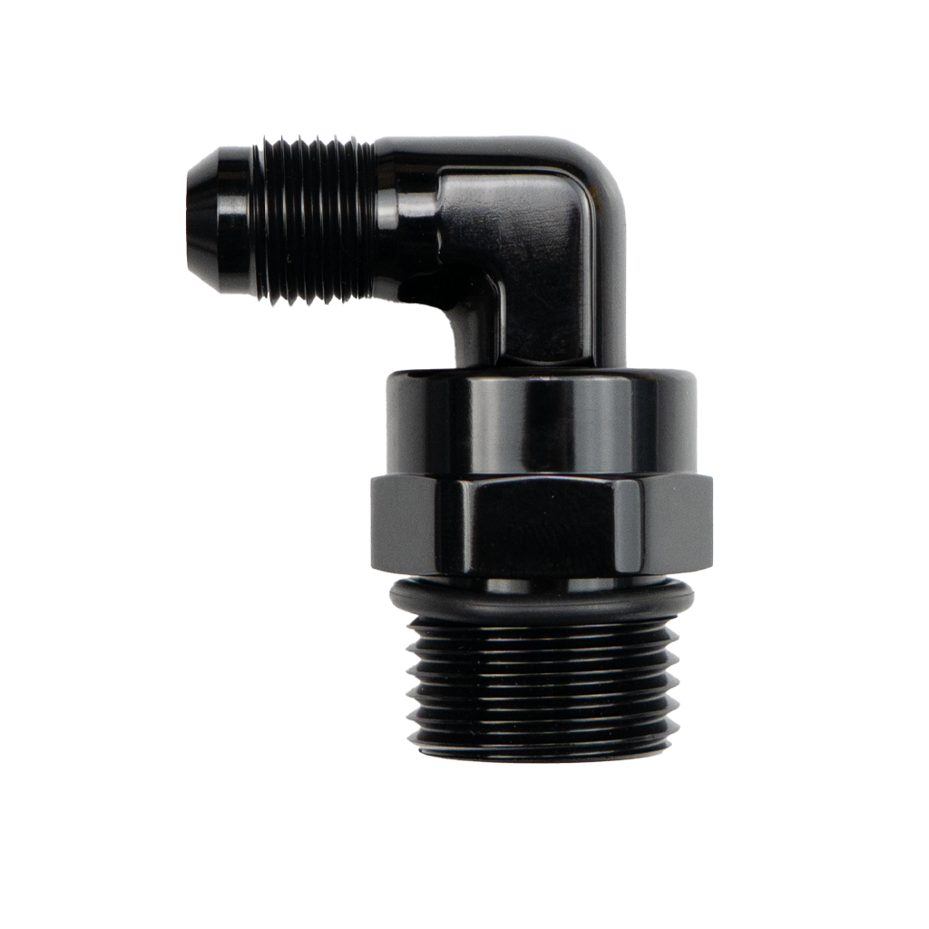 -8 AN to -10 AN ORB Swivel 90 Degree Elbow Adapter