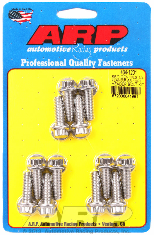 SS 12pt Header Bolt Kit - GEN III LS 1/4in Flange