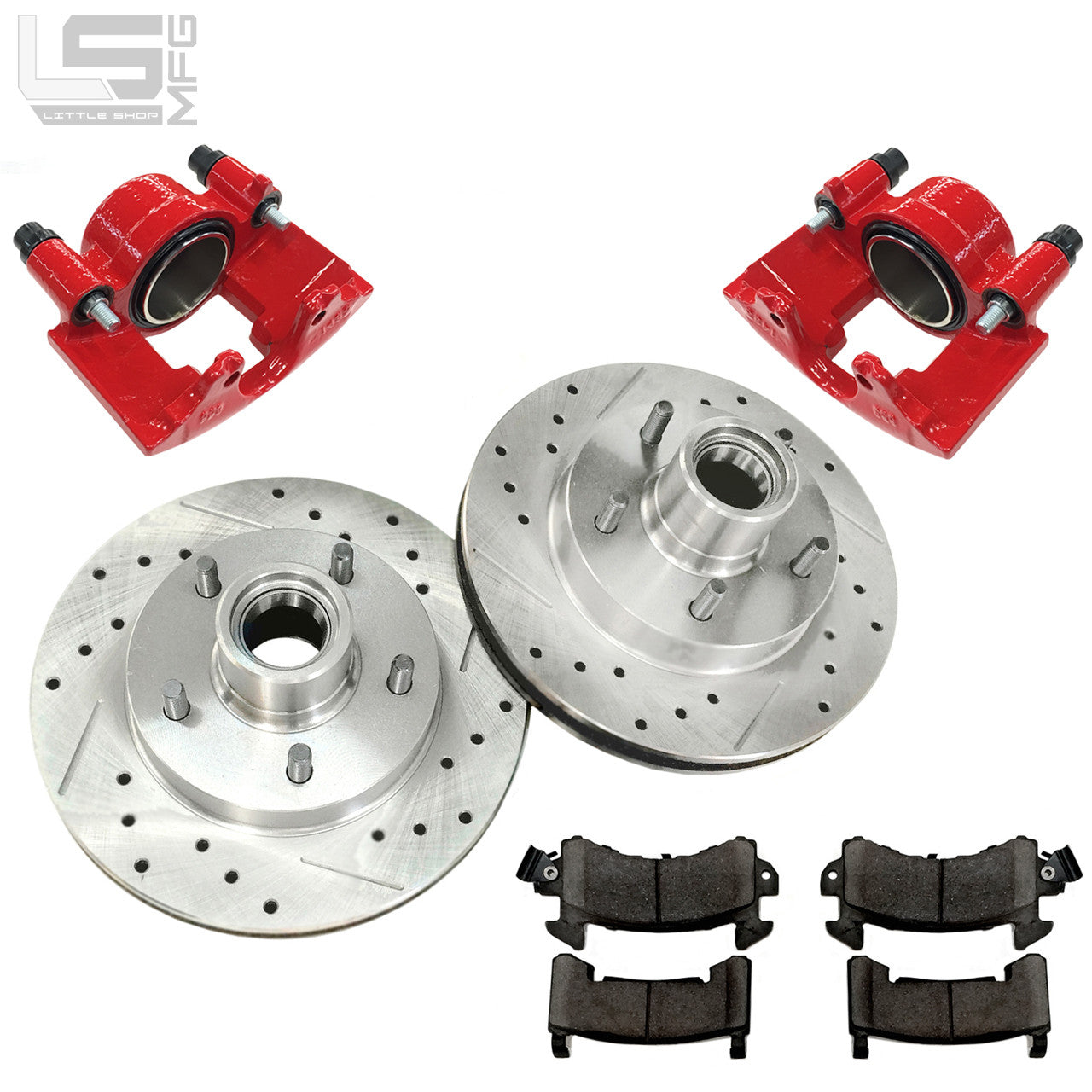 Front Disc Brake Upgrade Kit with red powdercoat caliper upgrade