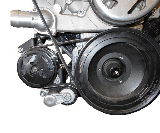 Dirty Dingo LS Low Mount A/C Bracket - Sanden SD7B10, Corvette Spacing