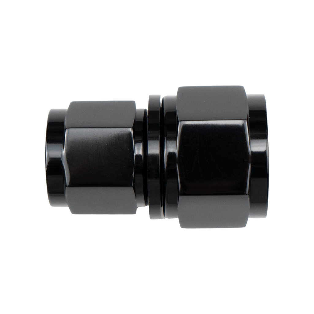 -6AN to -8AN Female to Female Straight Swivel Coupler - Black