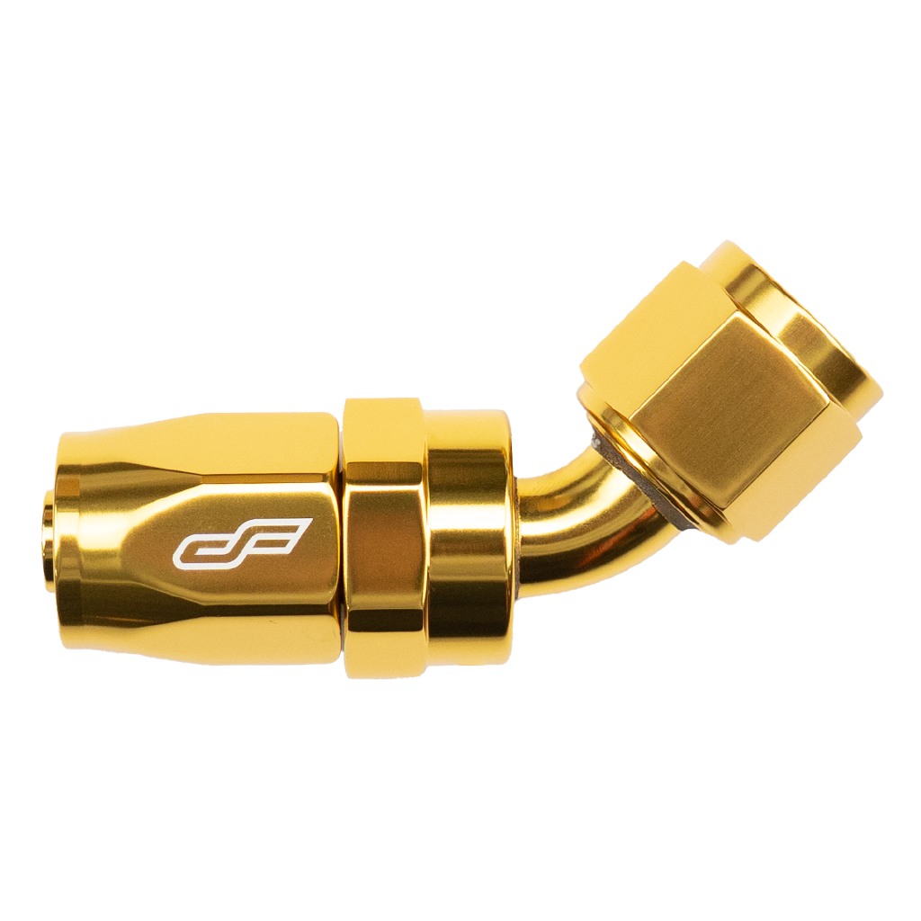 -6 AN 45 Degree Female Hose End - Gold