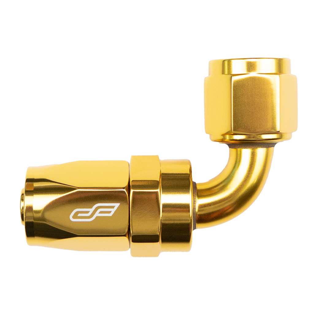 -20 AN 90 Degree Female Hose End - Gold