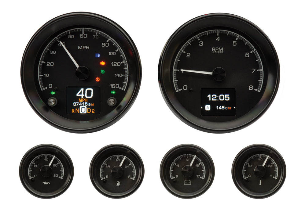 Dakota Digital HDX universal 6-gauge black bezel with indicators