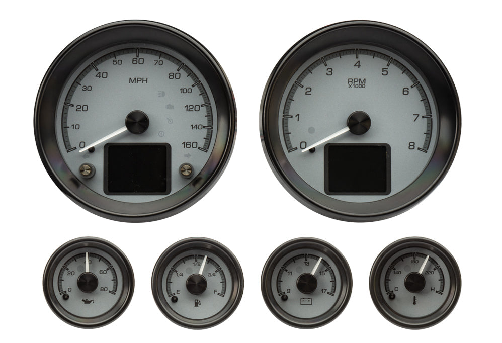 Dakota Digital HDX universal 6-gauge silver bezel off
