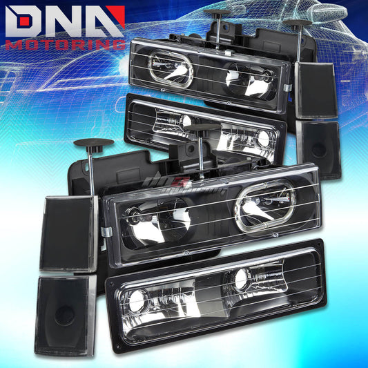 DNA Motoring Halo Headlights Black 88-93 Chevy C10