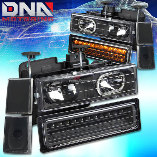 DNA Motoring Halo LED Headlights Black 88-93 Chevy C10