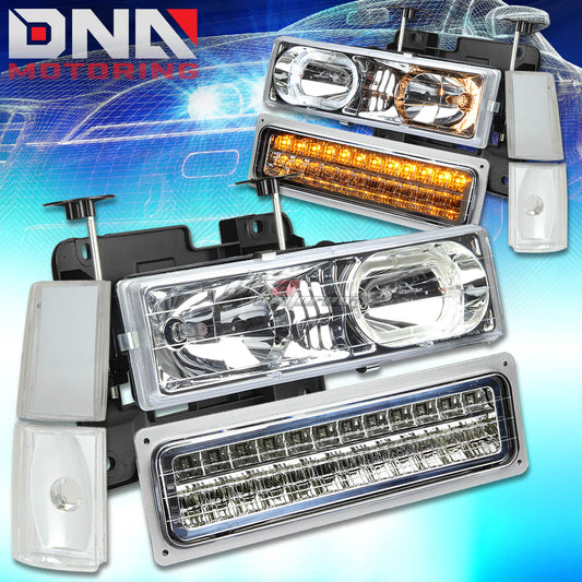 DNA Motoring Halo LED Headlights Clear 88-93 Chevy C10