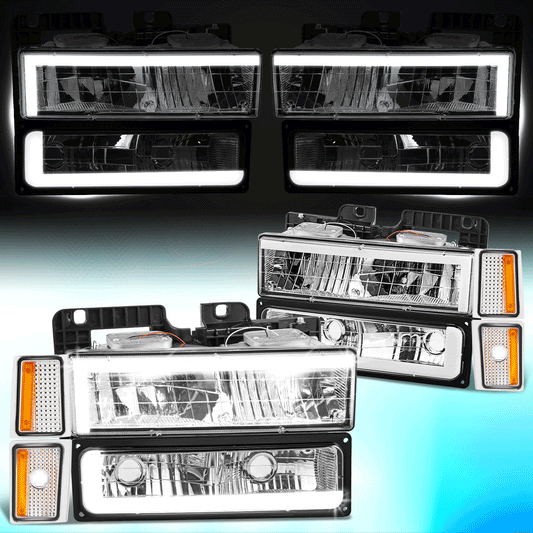 DNA Motoring LED Bar Headlights Smoke Amber 88-93 Chevy LB4