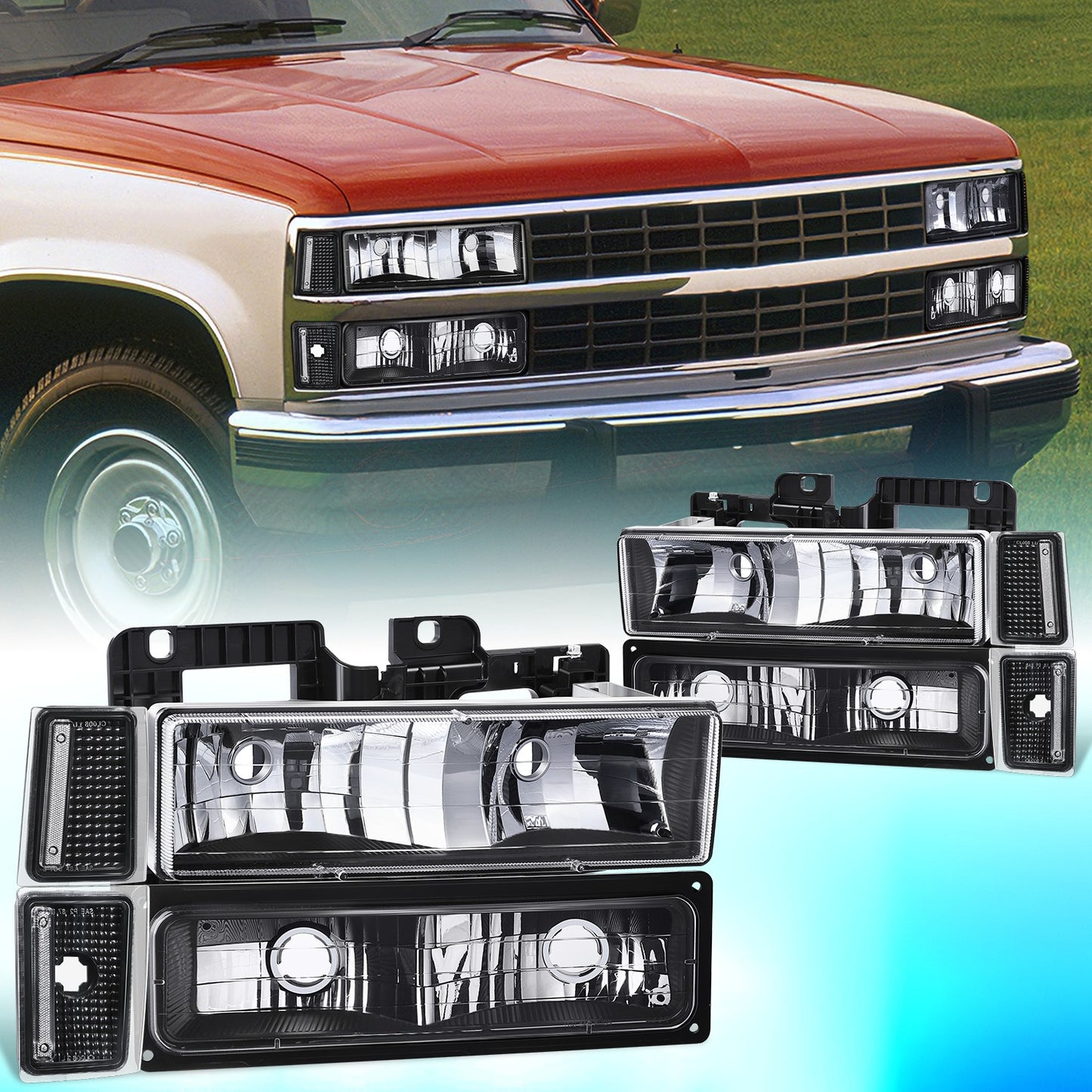 DNA Motoring OEM Headlights Black 88-93 Chevy C10