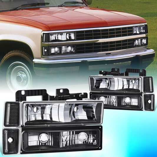 DNA Motoring OEM Headlights Black 88-93 Chevy C10