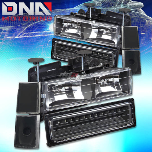 DNA Motoring OEM LED Headlights Black 88-93 Chevy C10