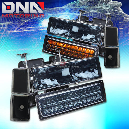 DNA Motoring OEM LED Headlights Smoke 88-93 Chevy C10