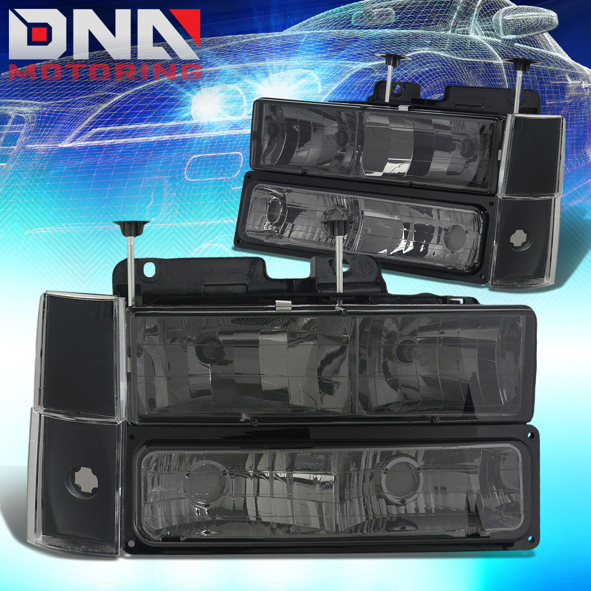 DNA Motoring OEM Headlights Smoke 88-93 Chevy C10