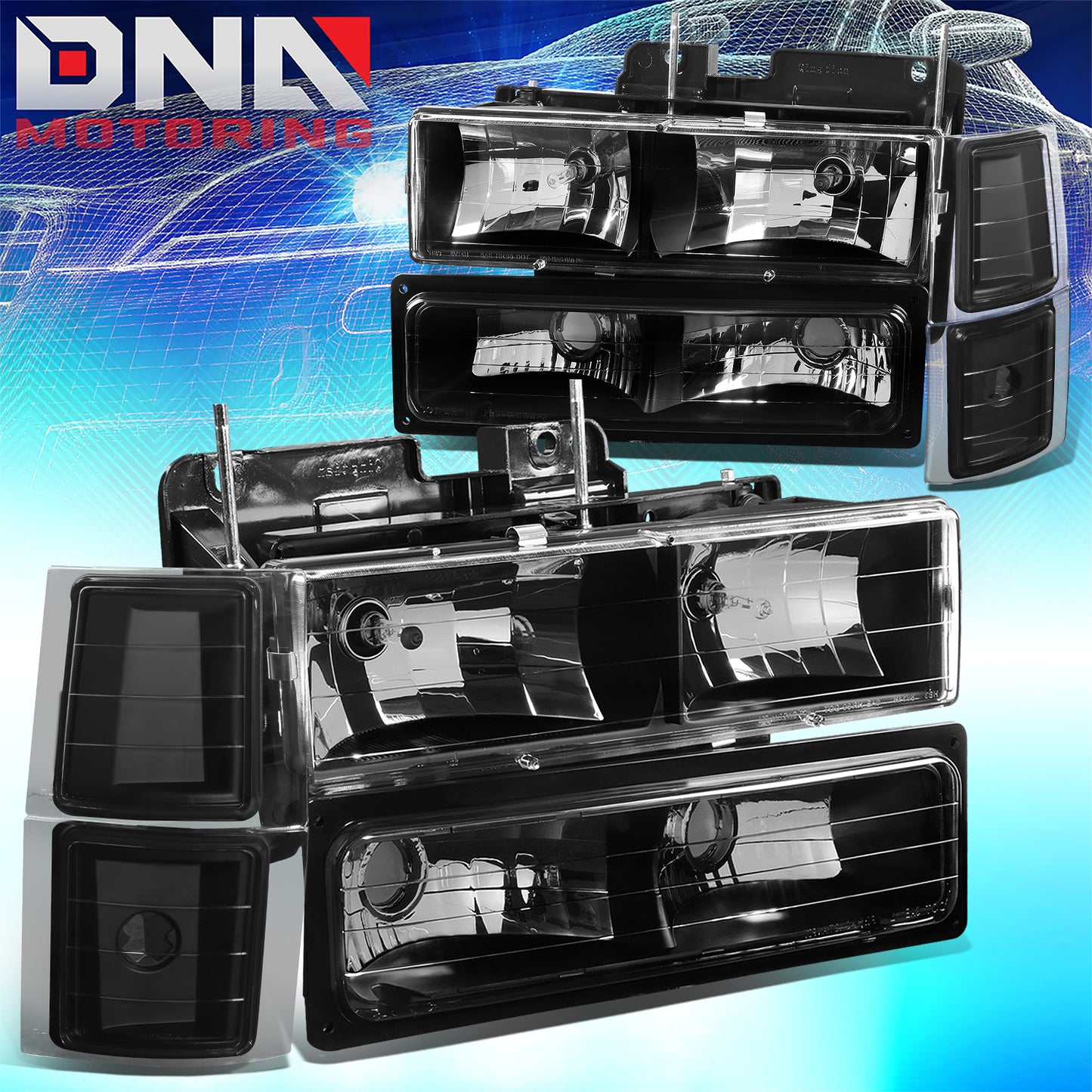 DNA Motoring OEM Style Headlights - Black - 94-98 Chevy C10