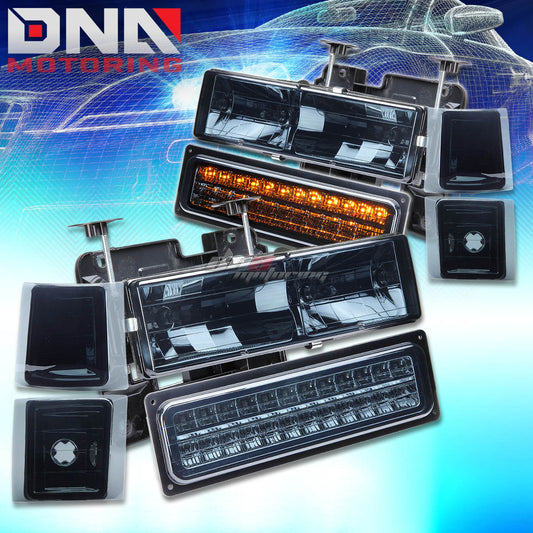 DNA Motoring OEM Style LED Headlights - Smoke - 94-98 Chevy C10