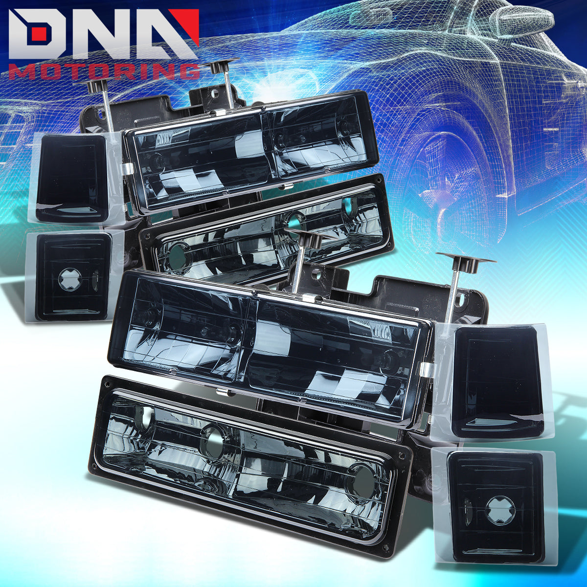 DNA Motoring OEM Style Headlights - Smoke - 94-98 Chevy C10