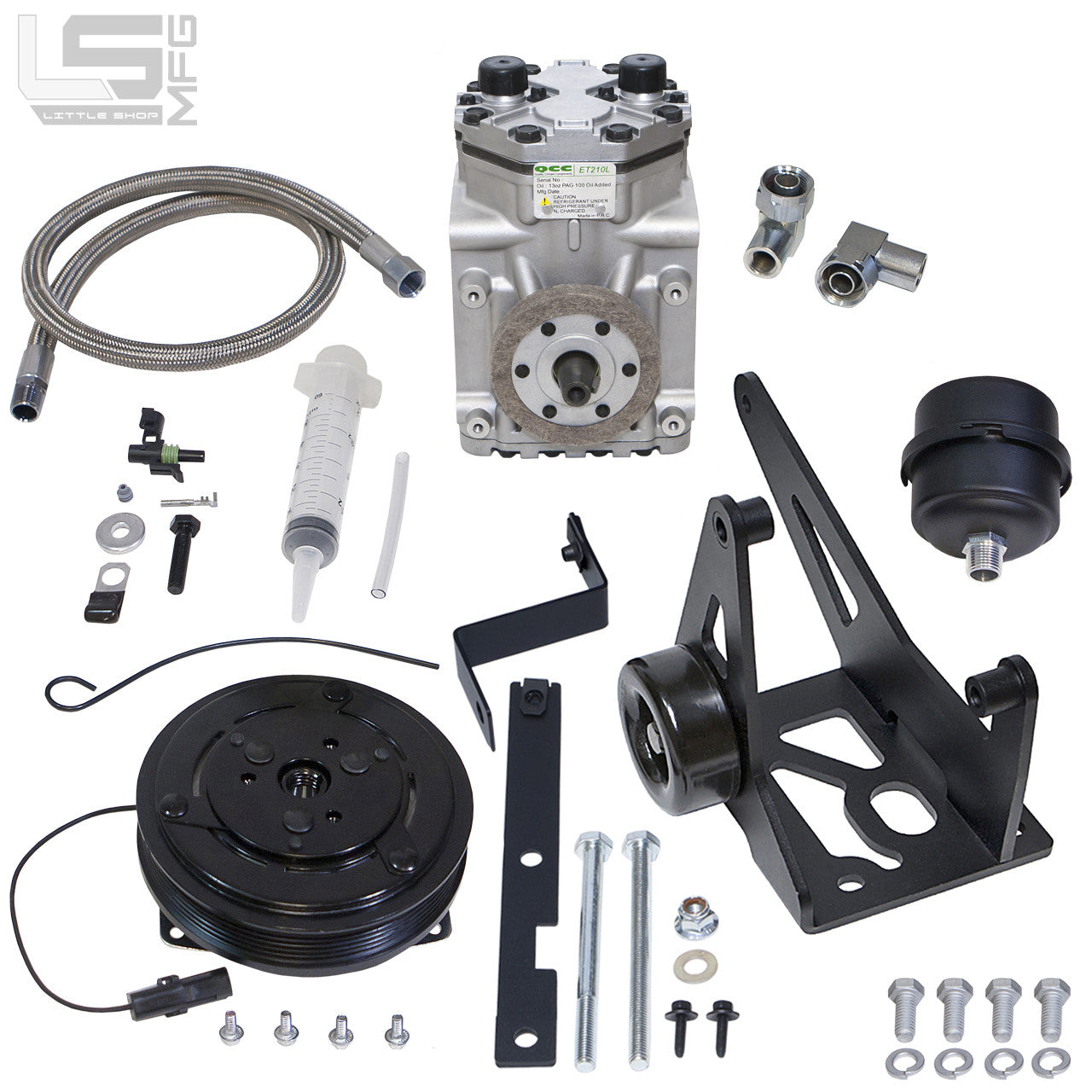 GM LS Belt Driven Compressor Kit standard kit contents