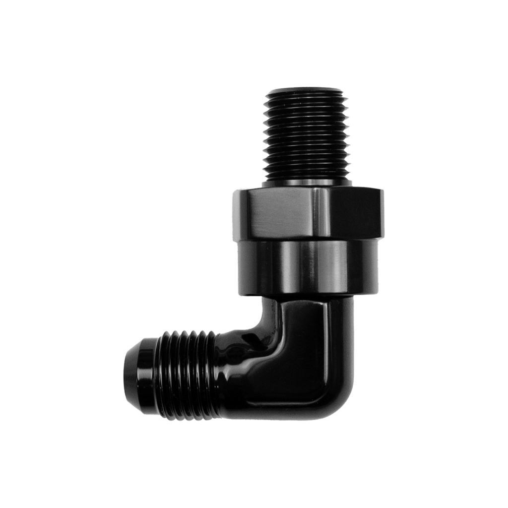 -4 AN to 1/4 NPT 90 Degree Swivel Elbow Adapter