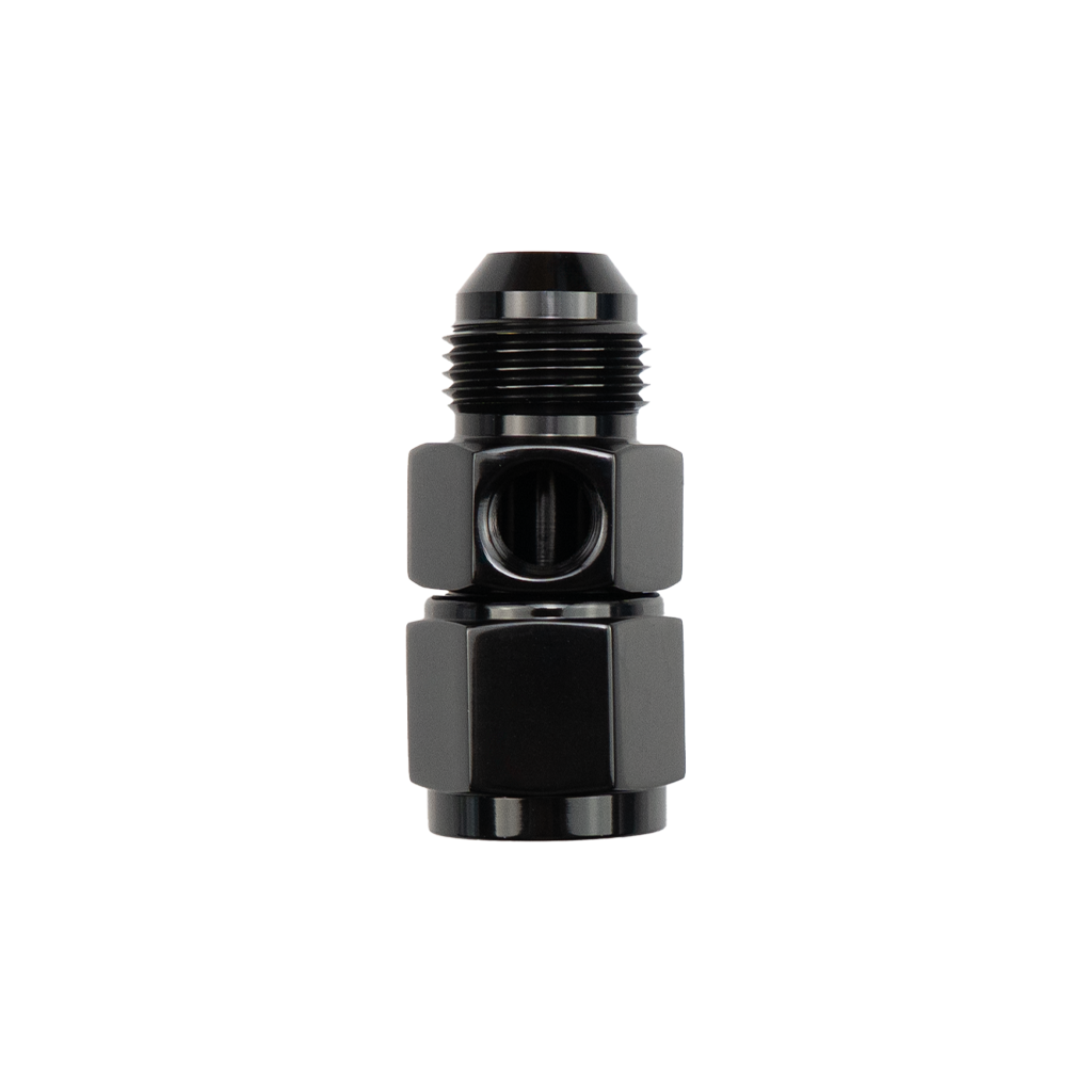 -10 AN Male to Female Gauge Adapter w/ 1/8" NPT Port - Black (CF-PGA-10-010-018-BL)