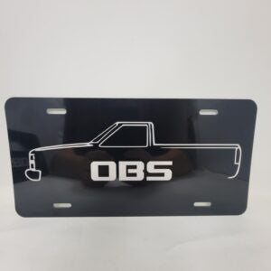 OBS laser etched license plate