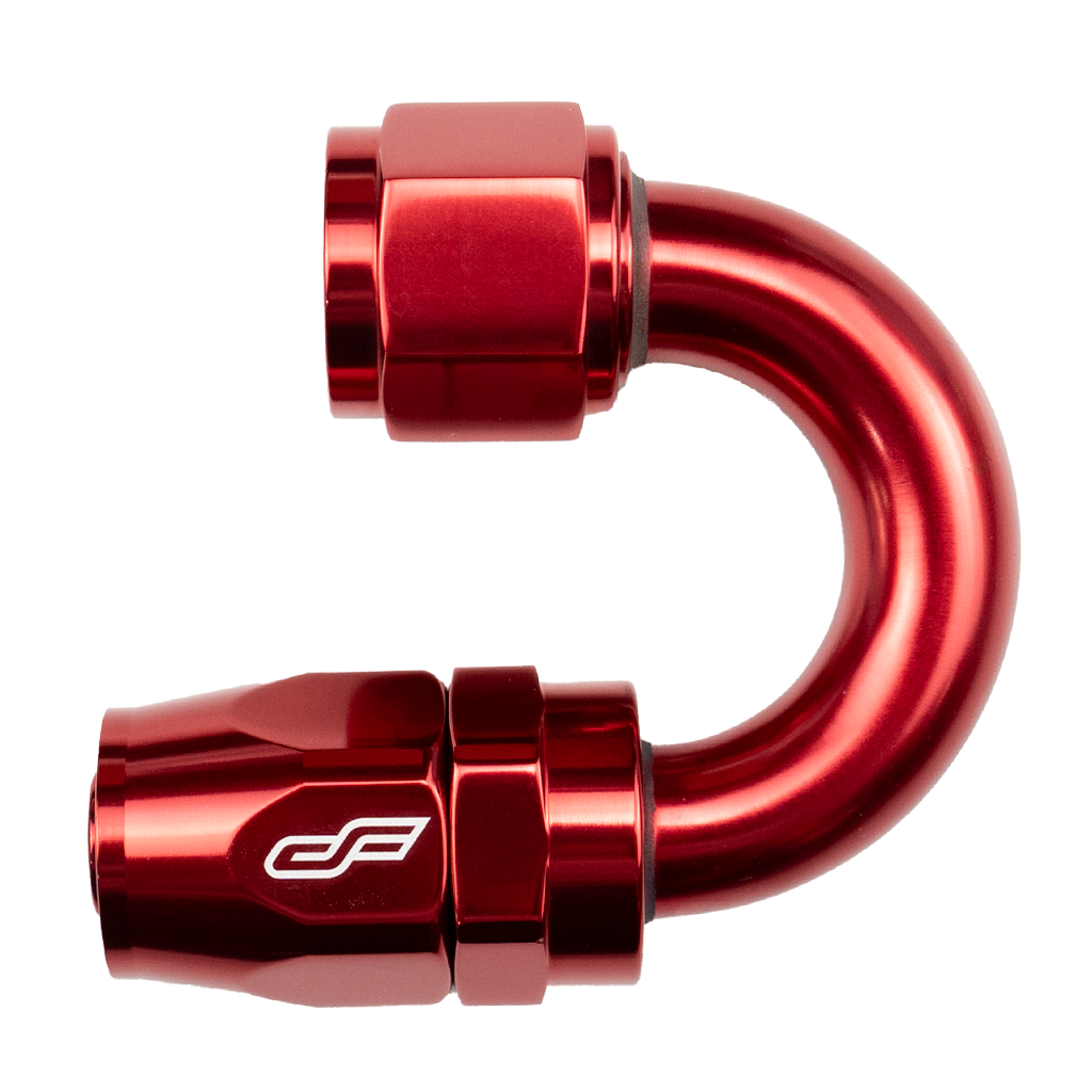 -4 AN 180 Degree Female Aluminum Hose End Fitting - Red