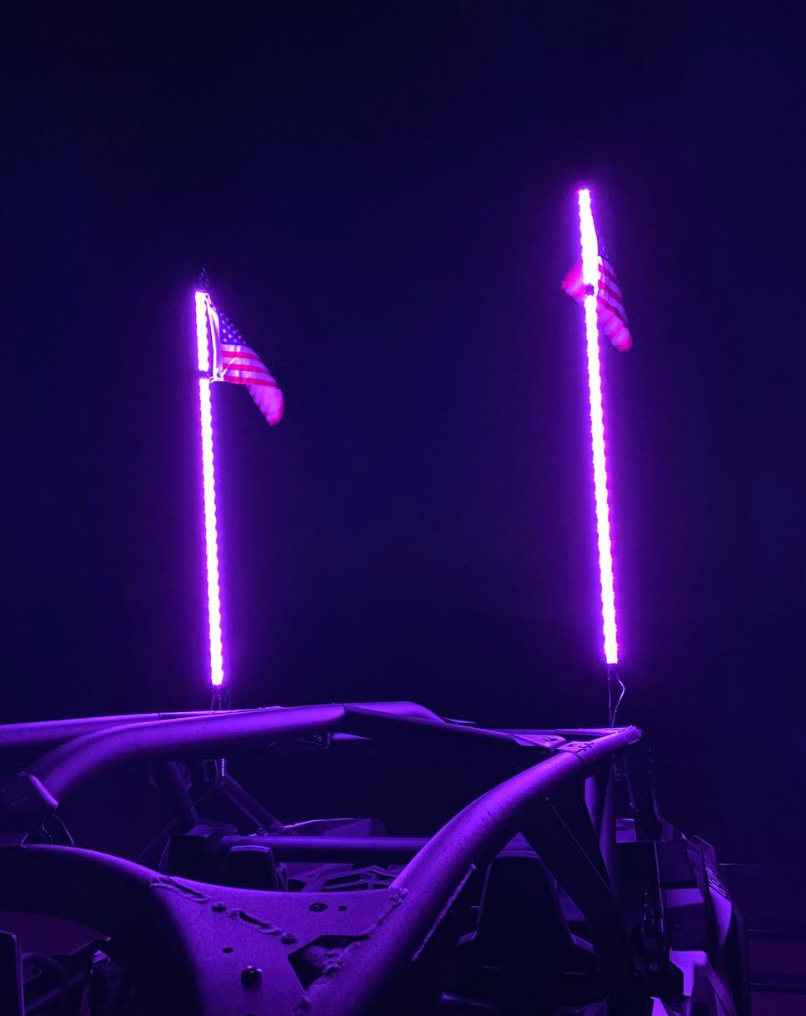 High-Intensity LED Whips on Purple