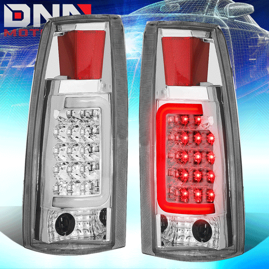 DNA Motoring LED Tube Tail Lights - Chrome/Clear - 88-99 Chevy/GMC C/K1500-3500