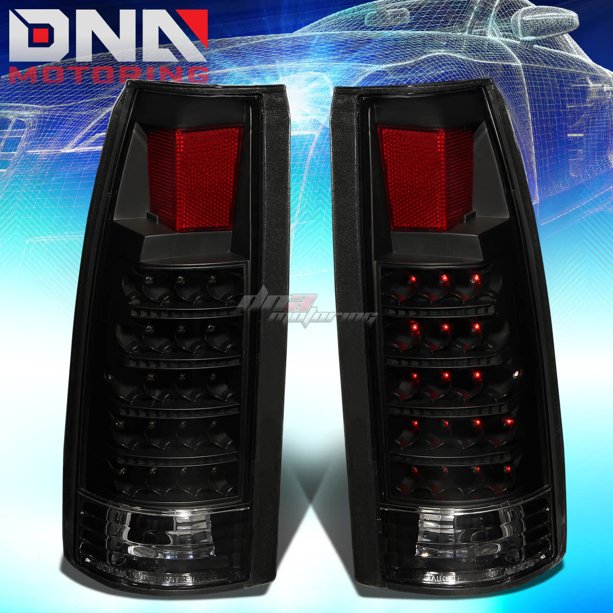 DNA Motoring LED Tail Lights - Black/Clear - 89-90 Chevy/GMC C/K1500-3500