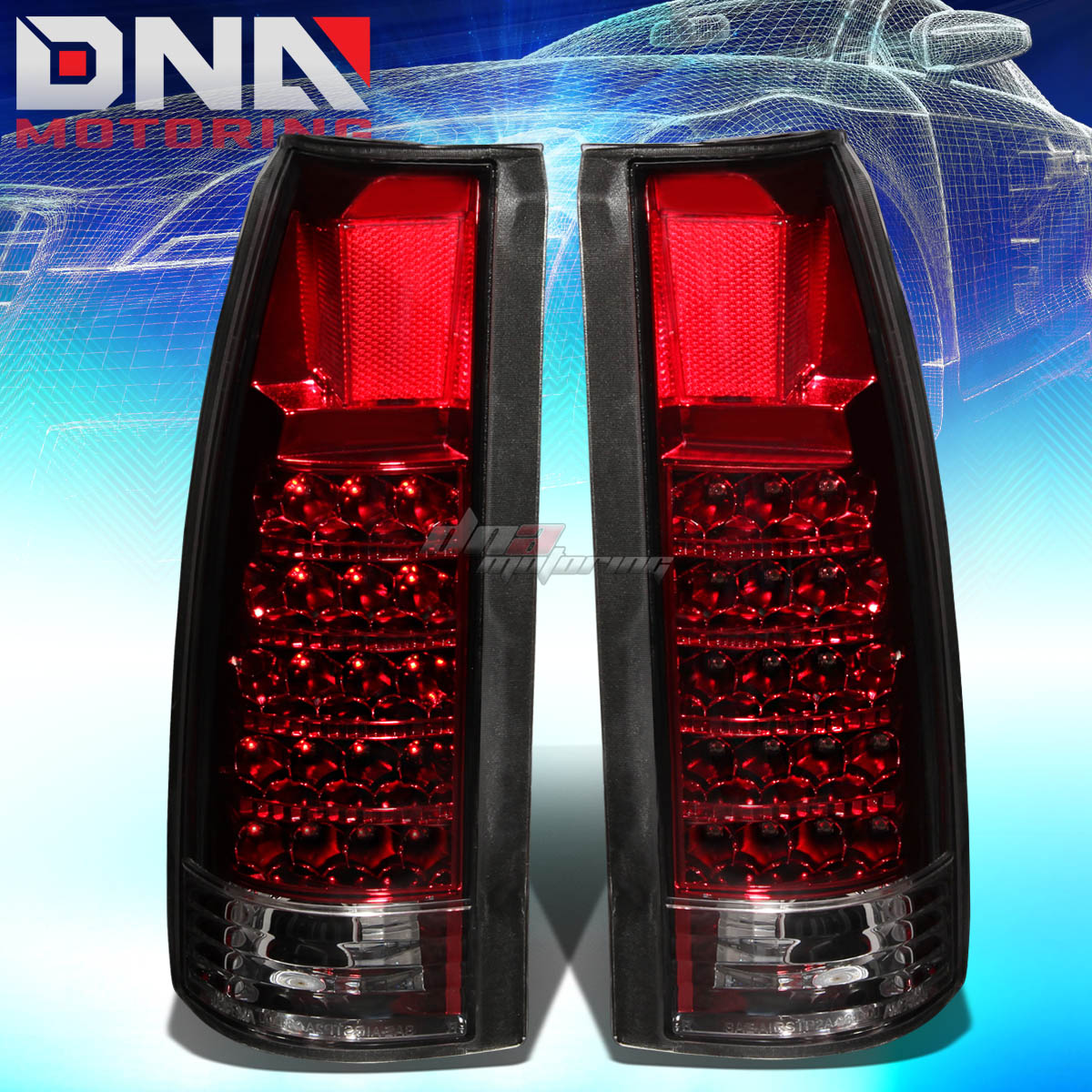DNA Motoring LED Tail Lights - Chrome/Red - 89-90 Chevy/GMC C/K1500-3500