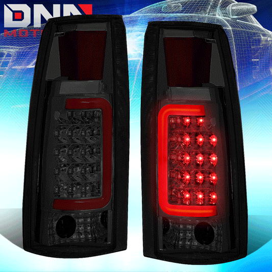 DNA Motoring LED Red C-Bar Tail Lights - Chrome/Smoke - 88-99 Chevy/GMC C/K1500-3500
