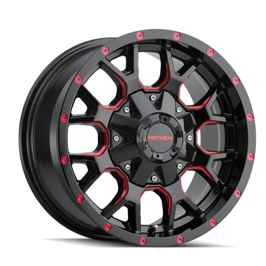 Warrior 8015 17x9 Offset -12mm 5x127 8015 Gloss Black Milled Prism Red