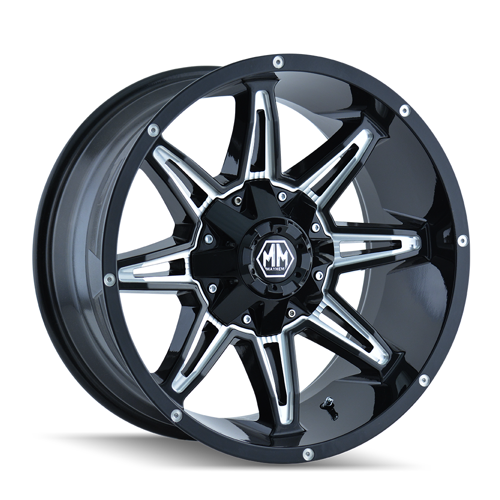 Mayhem Rampage 8090 17x9 Offset -12mm 5x127 8090 Gloss Black Milled