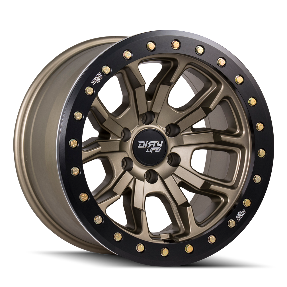 DT-1 9303 17x9 Offset -38mm 5x127 9303 Satin Gold W Simulated Beadlock Ring