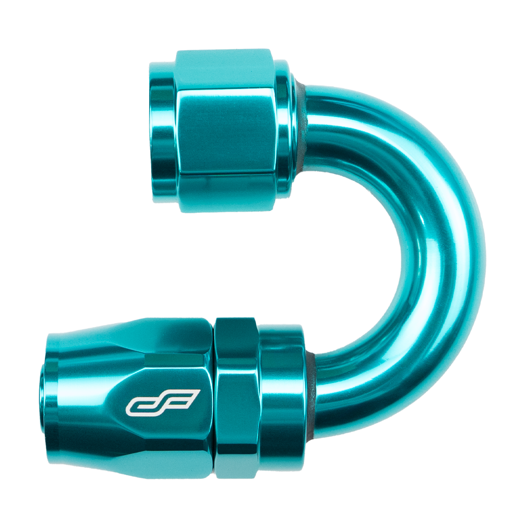 -4 AN 180 Degree Female Aluminum Hose End Fitting - Teal