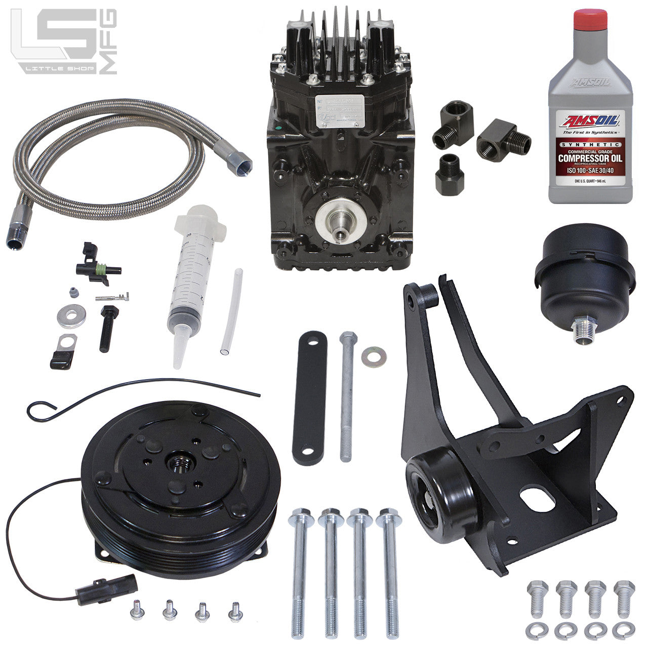 GM Vortec Belt Driven Compressor Kit SLM kit contents
