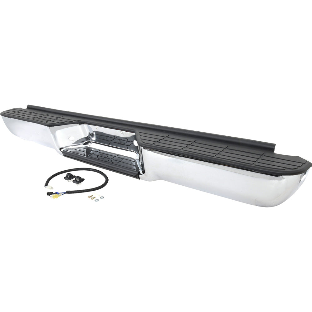 1988-98 Chevy/GMC C/K Fleetside Pickup Rear Step Bumper - Chrome, Without Impact Strips
